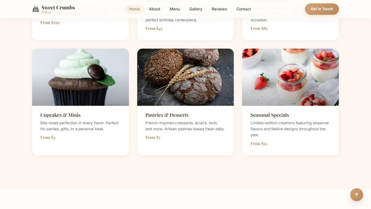 Sweet Crumbs Bakery screenshot